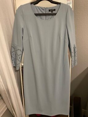 GLAMOUR Light Blue Work-to-Evening Sheath Dress – 3/4 Sleeves, Sz 12